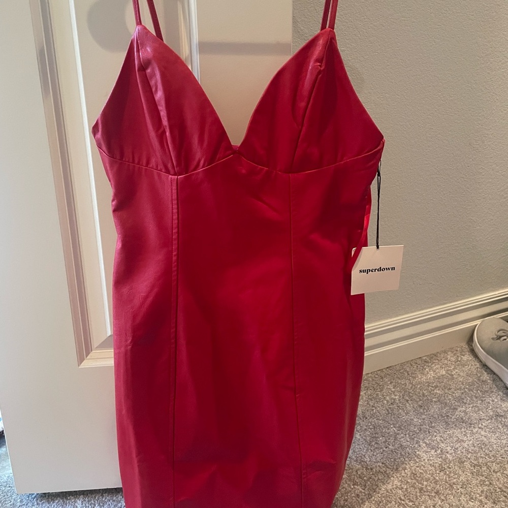 Superdown revolve red faux leather dress